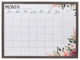 Dry Erase Monthly Whiteboard Calendar With Gray Wood Effect Frame, 18"x24"