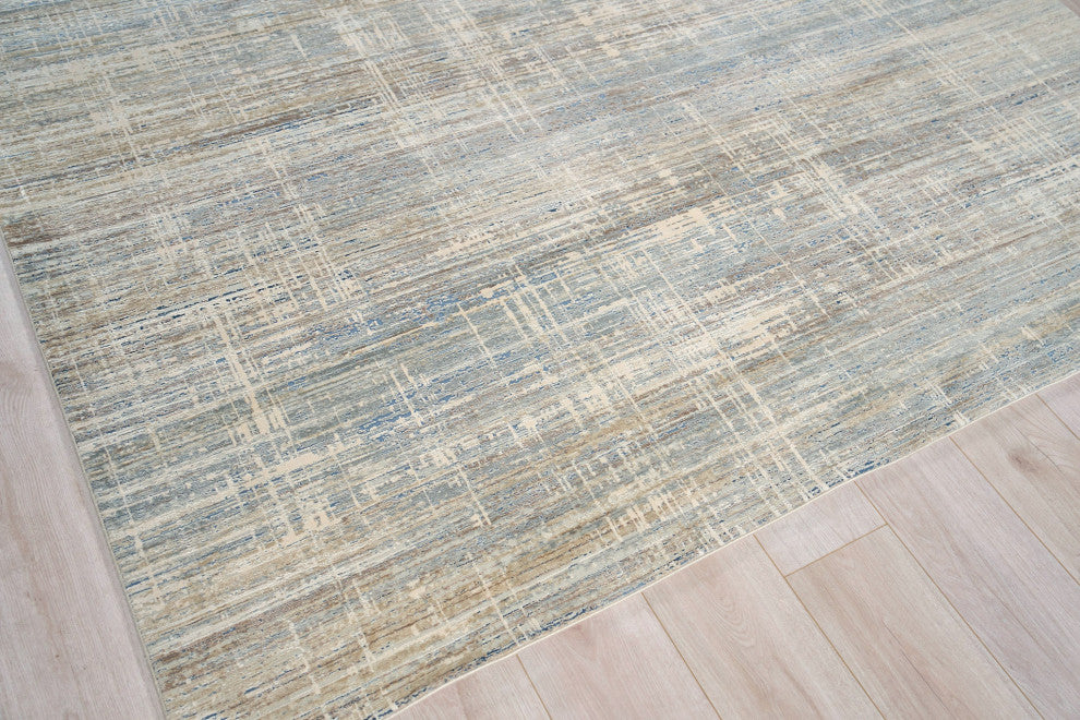 Mercuri Power-loomed Acrylic/Viscose Light Blue/Blue Area Rug, 9'x12'