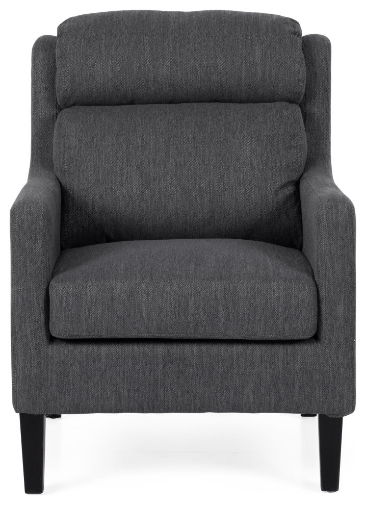 Anson Pillow Tufted Club Chair, Charcoal/Dark Brown, Fabric