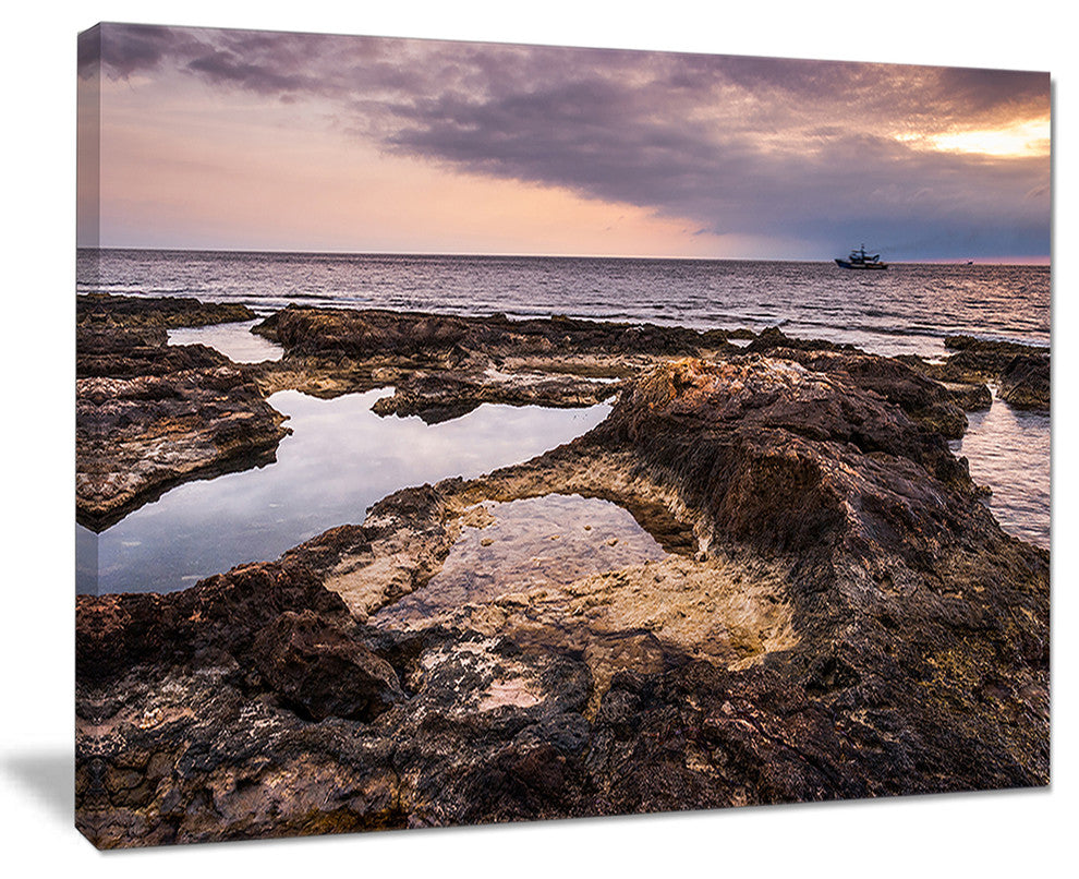 "Rough Rocky Coastline Africa" Oversized Beach Canvas Artwork, 20"x12"