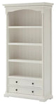 Tall Bookcase, Hardwood Frame & Lower Storage Drawers With Pull Handles, White