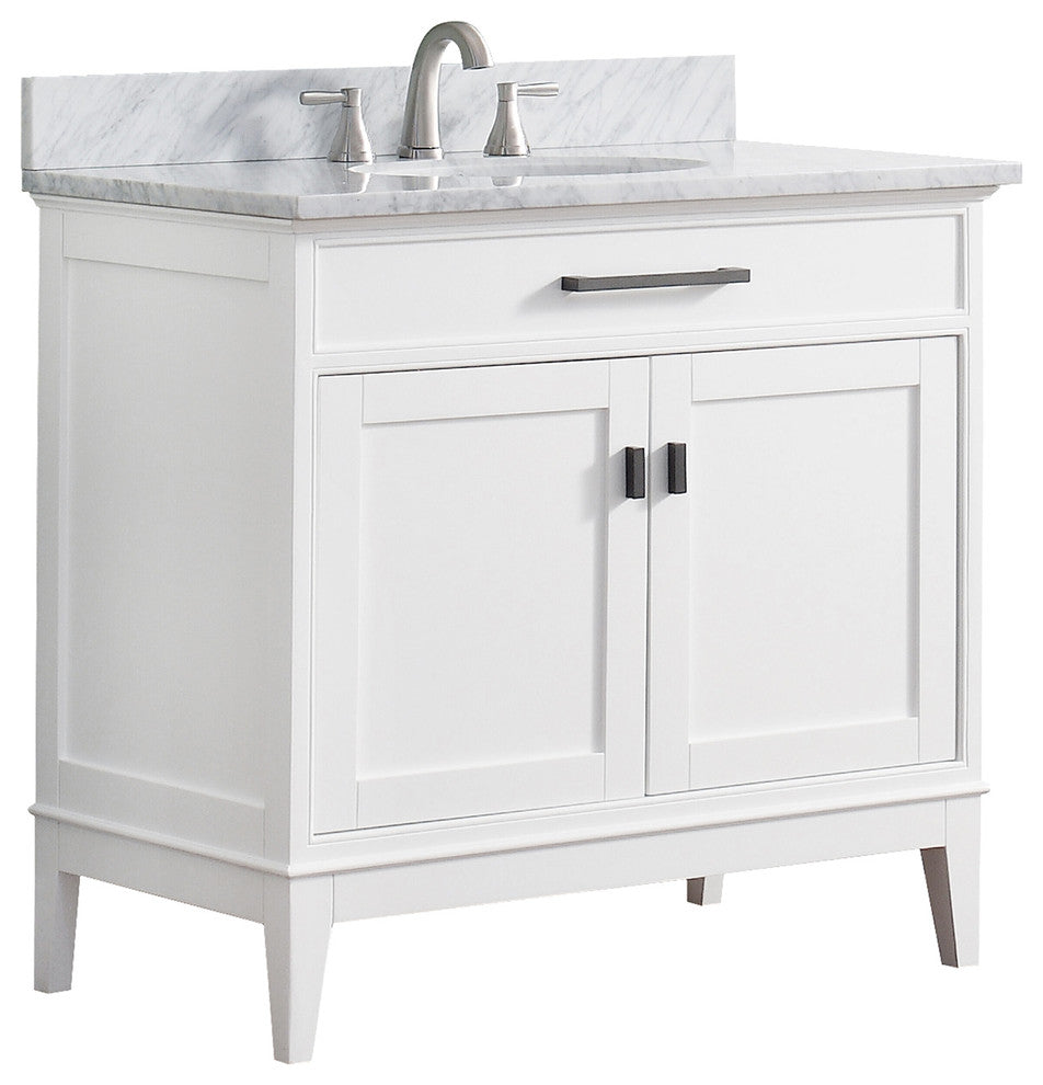 Avanity Madison 37" Vanity, White Finish, Carrera White Marble Top