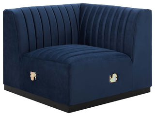 Conjure Channel Tufted Performance Velvet 6-Piece Sectional, Black Midnight Blu