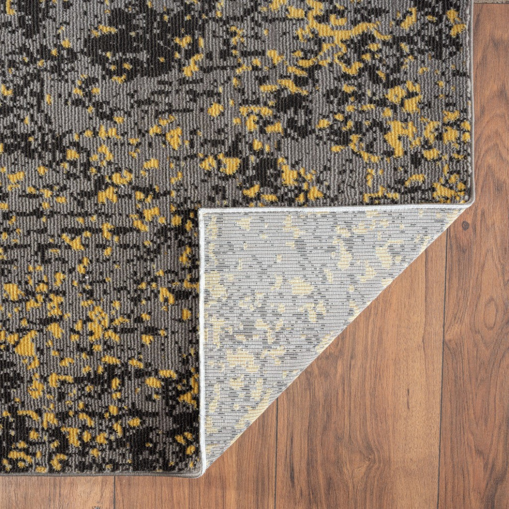 5" x 8" Gray and Yellow Abstract Sprinkle Area Rug