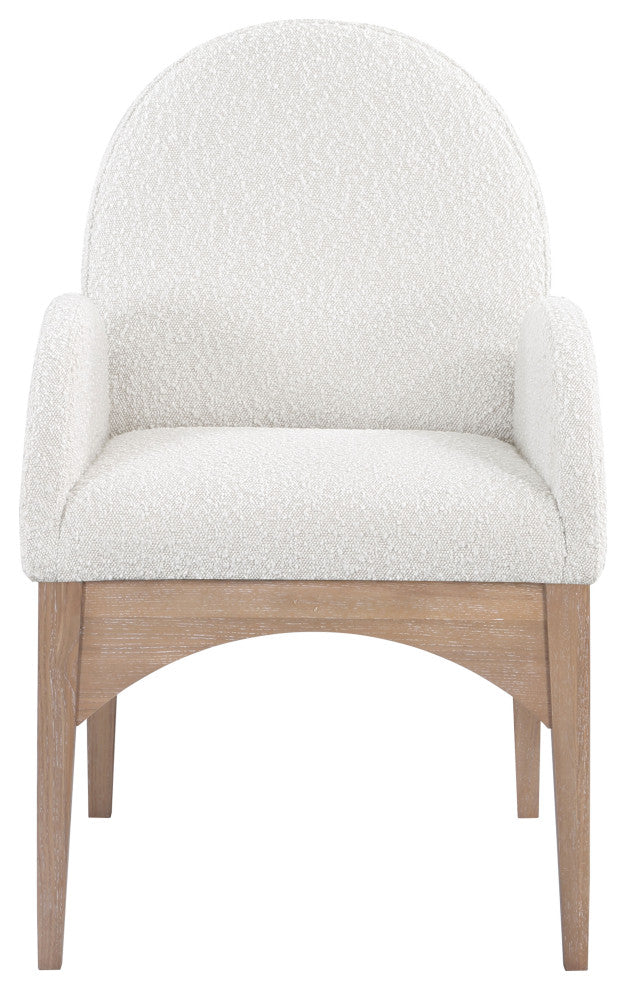 Waldorf Chenille Upholstered Dining Chair, Black, Chenille, Natural Finish, Cream, Arm Chair, Boucle Fabric, Natural Finish
