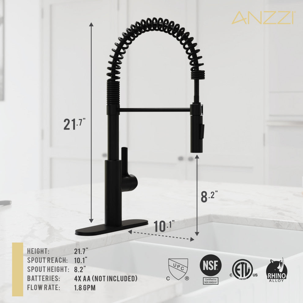 Touchless Pull-Down Faucet With Fan Sprayer, Matte Black