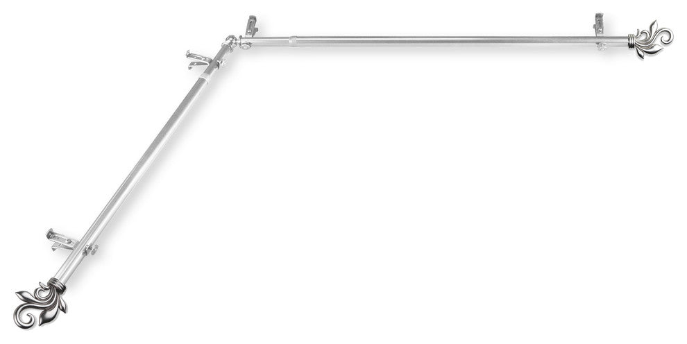 Giles 13/16 inch Corner Window Curtain Rod, Satin Nickel, 66-120"