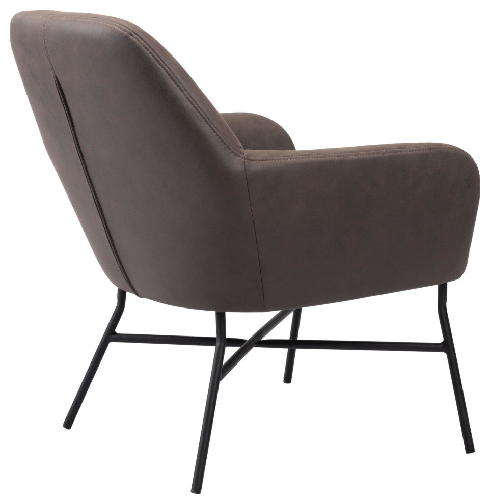 Accent Chair, Steel Metal, Vintage Brown, Black, Lounge Cafe Lobby Hospitality