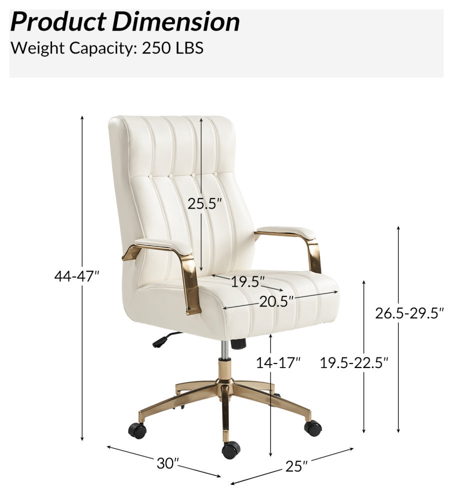 Ergonomic Vegan Leather Swivel Tilting Office Chair, Executive Office Chair, Ivy