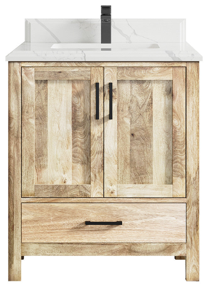 Malibu Mango 30 Single Sink Bath Vanity in White Washed 1.5" Calacatta Laza