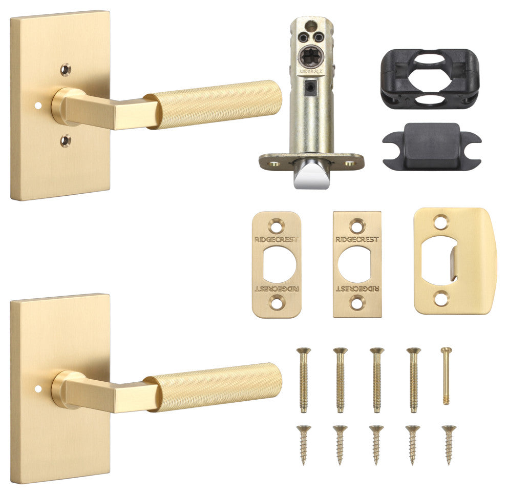 Levanto Privacy Rosette, Satin Brass, Knurled Grip in Satin Brass