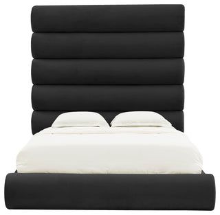 TOV Furniture Durwin Black Velvet Bed in Queen