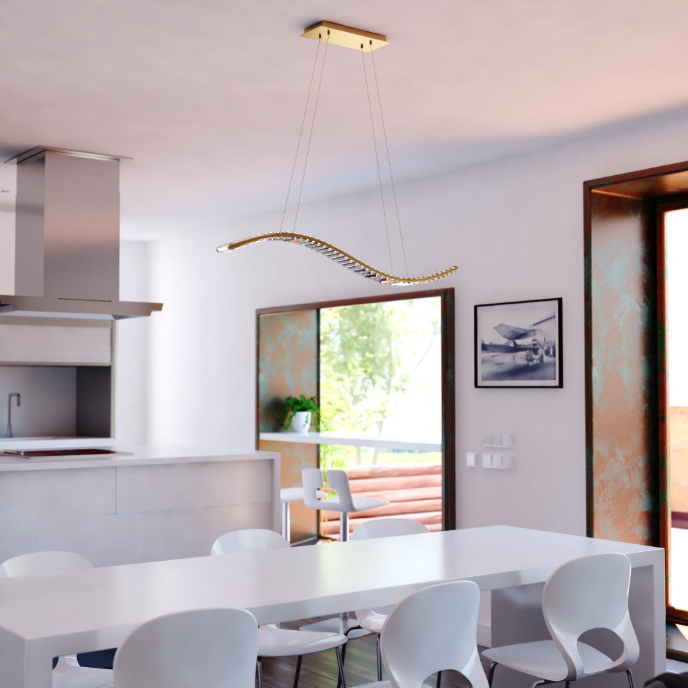 Vaxcel Lighting P0428 38"W LED Linear Chandelier - Gilded Brass