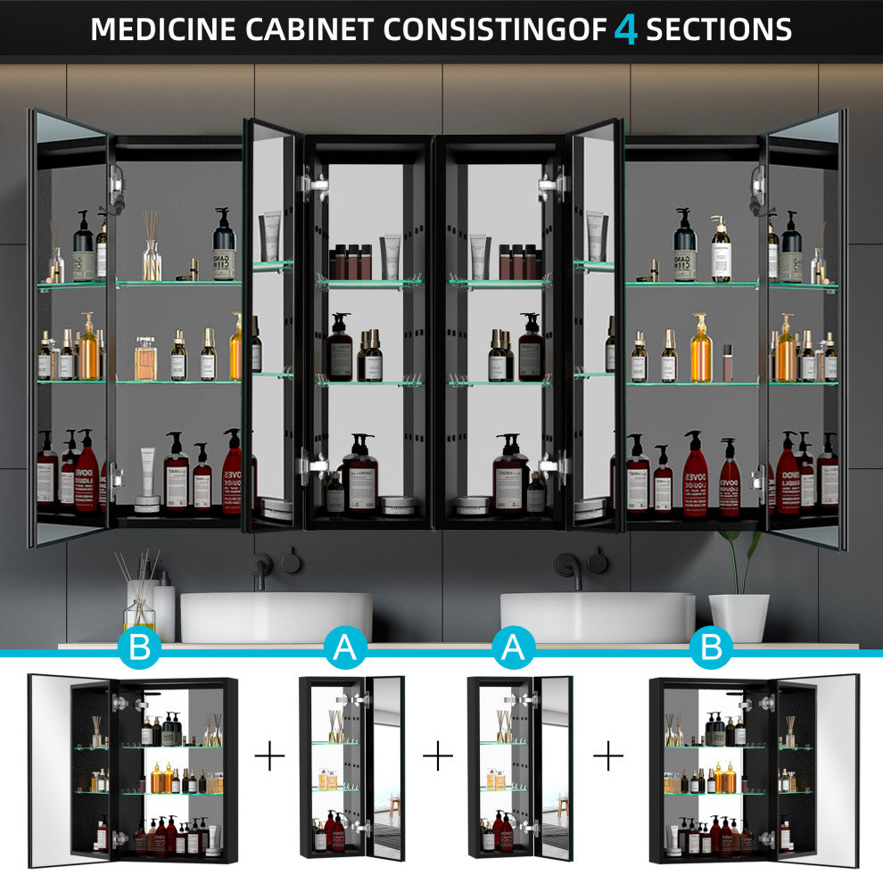 60"x30" Lighted Medicine Cabinet With Anti-Fog and Dimmable