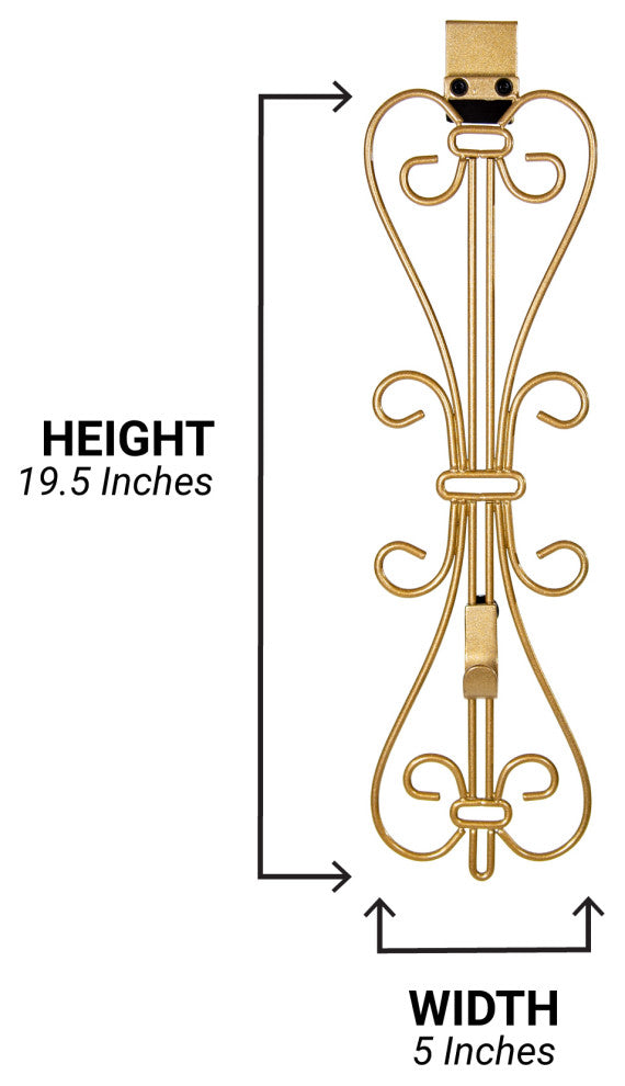 Adjustable Wreath Hanger for Door Elegant, Black, Gold