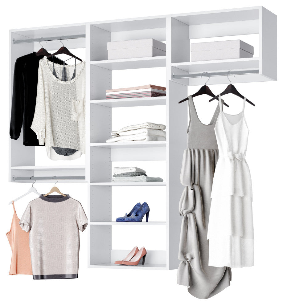Modular Closet System Hanging Closet Organizer and Closet Shelves 66"-96"