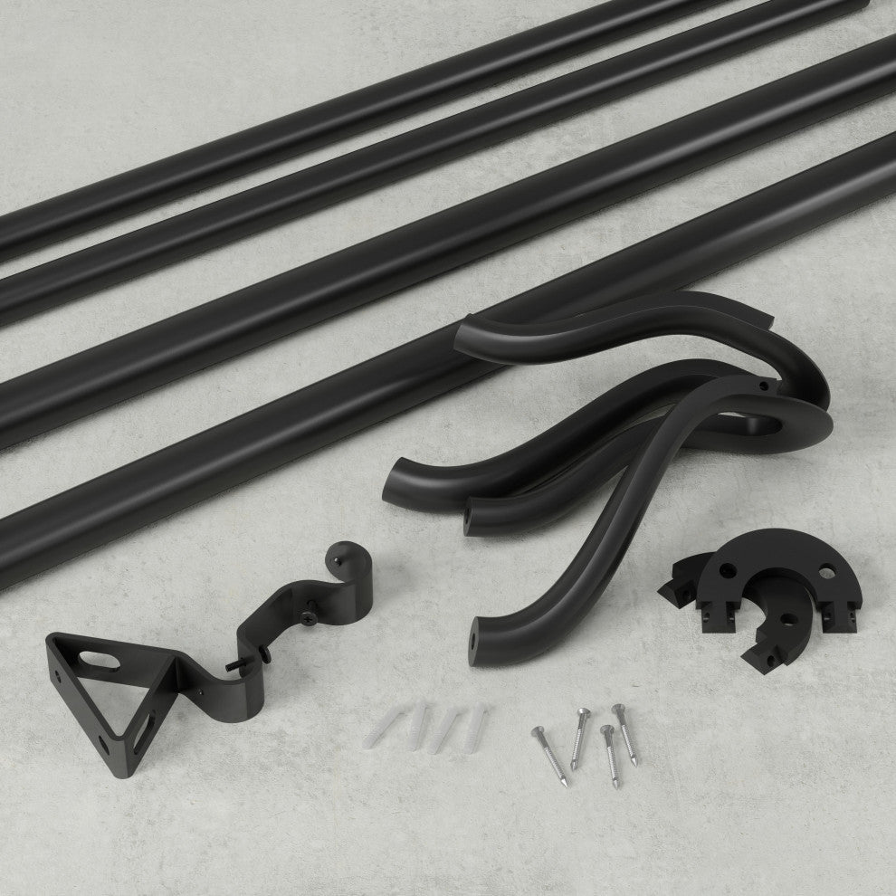 Umbra Midnight Expandable Double Blackout Curtain Rod, Matte Black