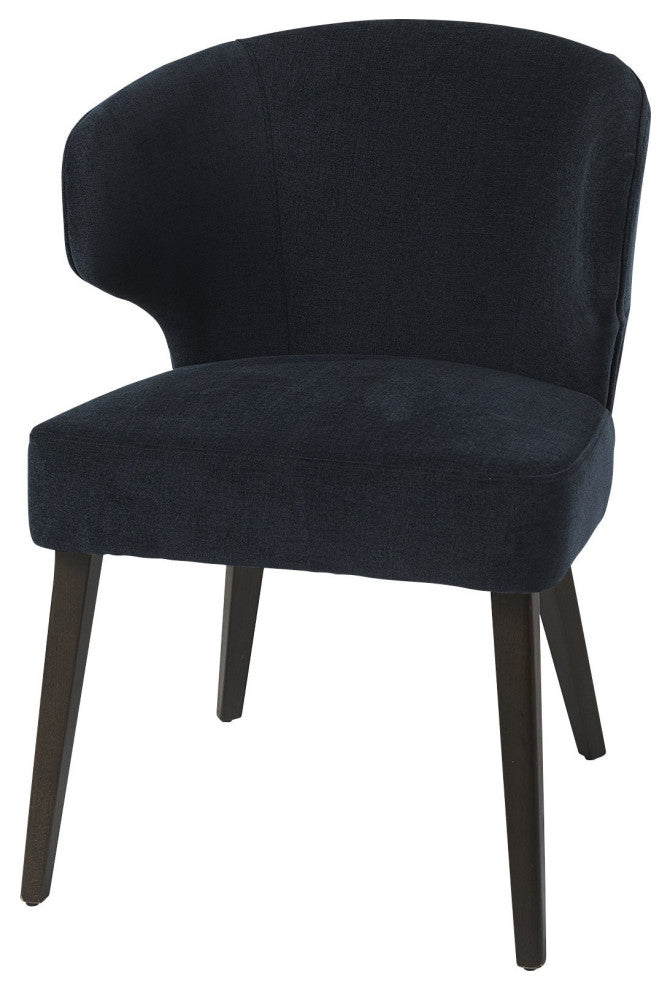 Dark Navy and Black Mid Century Wingback Dining Chair