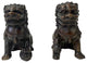 Pair Chinese Oriental Brown Color Metal Fengshui Foo Dog Figures Hws2493