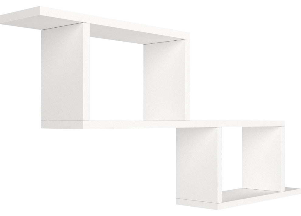 Benzara UPT-272750 40" Decorative Wooden Wall Mounted Cubby Shelf, White