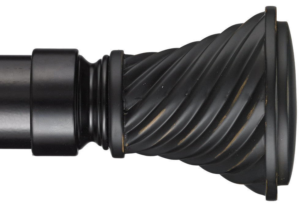 Deco Traverse Rod 2 With Elfin Finial, Black, 48