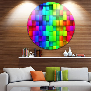Rainbow Of Colorful Boxes, Abstract Round Wall Art, 23"
