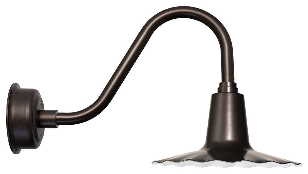 12" Iris LED Barn Light With Rustic Arm, Mahogany Bronze