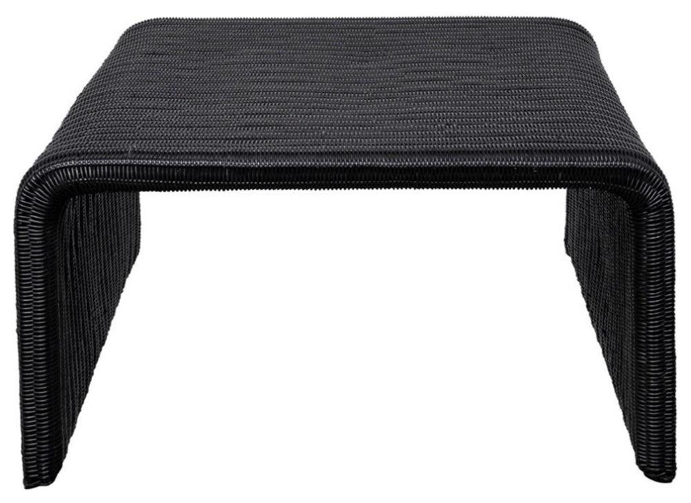 Coaster Coastal Woven Rattan Square U-Shaped Coffee Table in Black