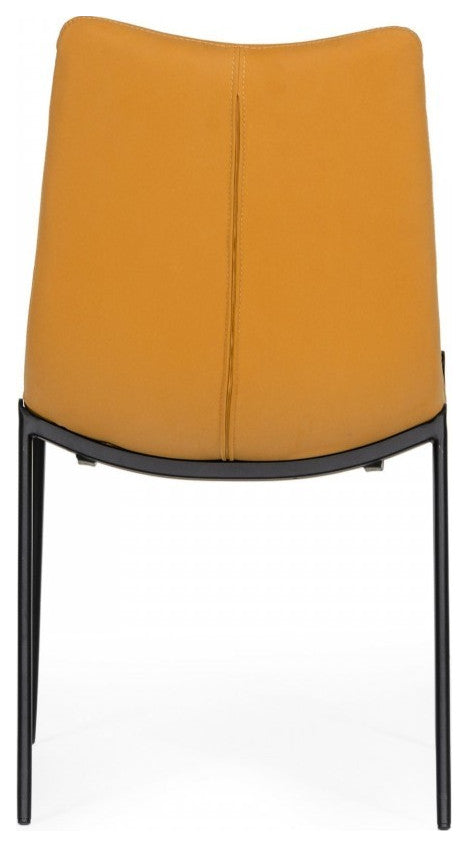 Set of Two Tan Faux Leather Industrial Dining Chairs