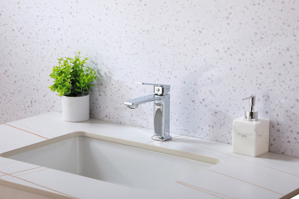 Elegant Lighting FAV-1004 Lena 1.5 GPM 1 Hole Bathroom Faucet - Matte Black