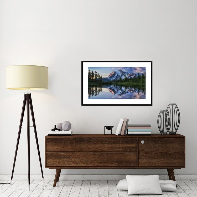 "Sunrise On Mount Shuksan" Framed Digital Print by James K. Papp, 44x28"