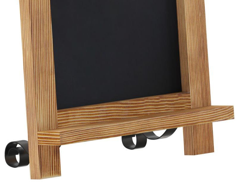 Canterbury Magnetic Chalkboard WithMetal Scrolled Legs, Hang or Countertop Board, Torched Brown