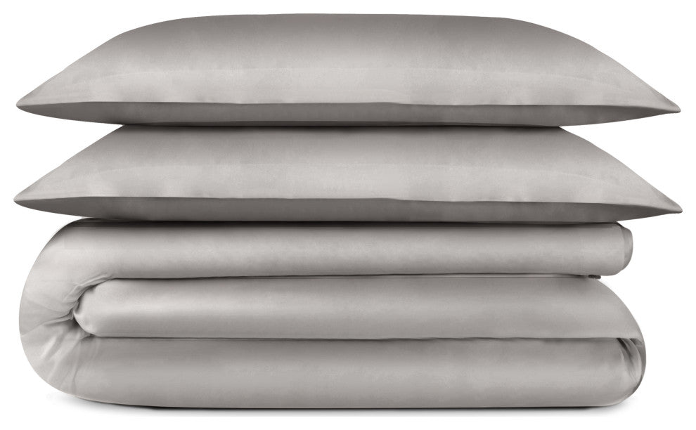 Delara 100% Eucalyptus Lyocell Tencel Duvet Cover Set, Dove, Twin, 68"x86"