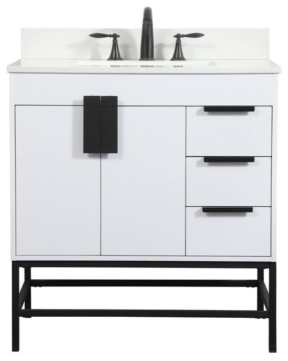 Home Living 22" Modern White-Light Bathroom Vanity