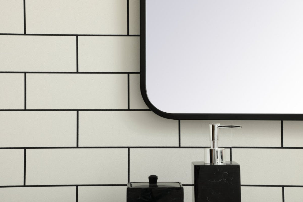 Ellis Soft Corner Metal Rectangular Mirror, Black, 30"x36"
