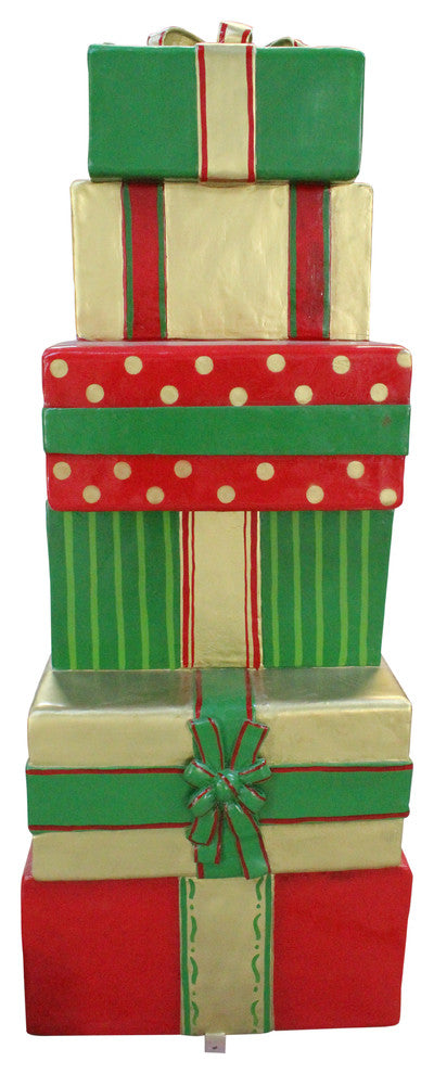 Stack Of Gifts, Red, Gold And Green, Traditional Collection A