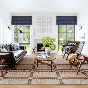 Annie Plaid Wool and Cotton Area Rug, Ivory 8'x10'