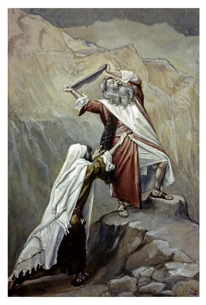 "Moses Destroys the Tablets of the Ten Commandments" Paper Art, 22"x32"