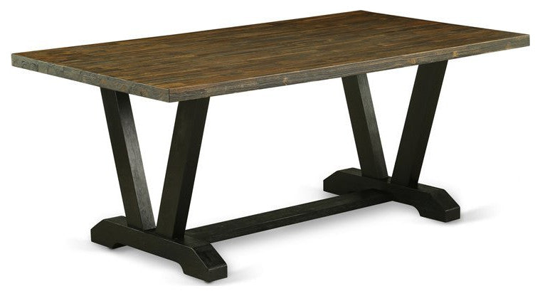 V677El121-5, 5-Piece Dining Set Table Top and 4 Chairs, Wire Brushed Black