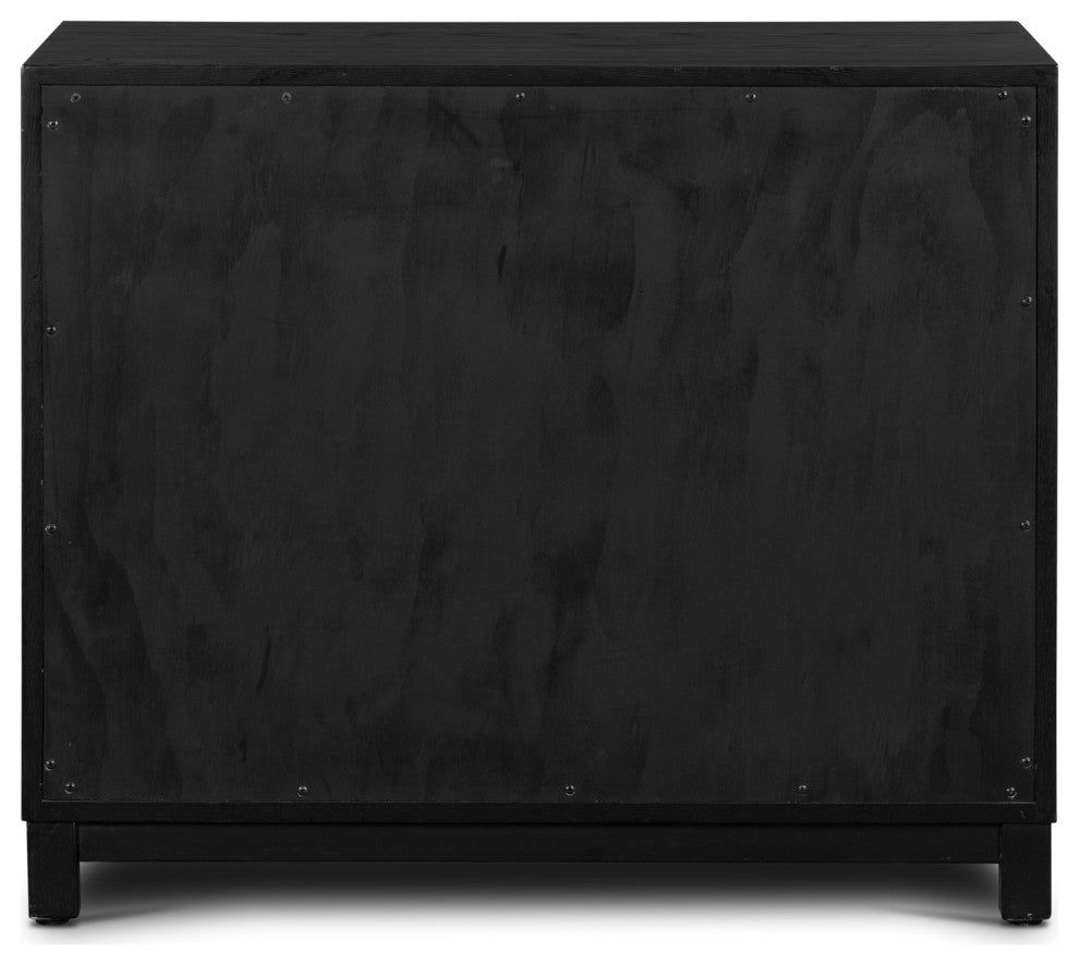 Millie Nightstand Drifted Matte Black Veneer, Drifted Oak, Antique Pewter