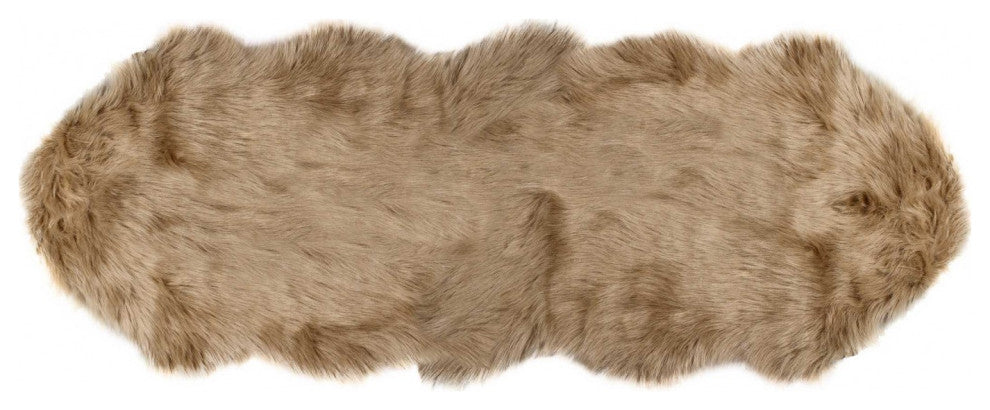 6' Tan Faux Sheepskin Flokati Washable Area Rug
