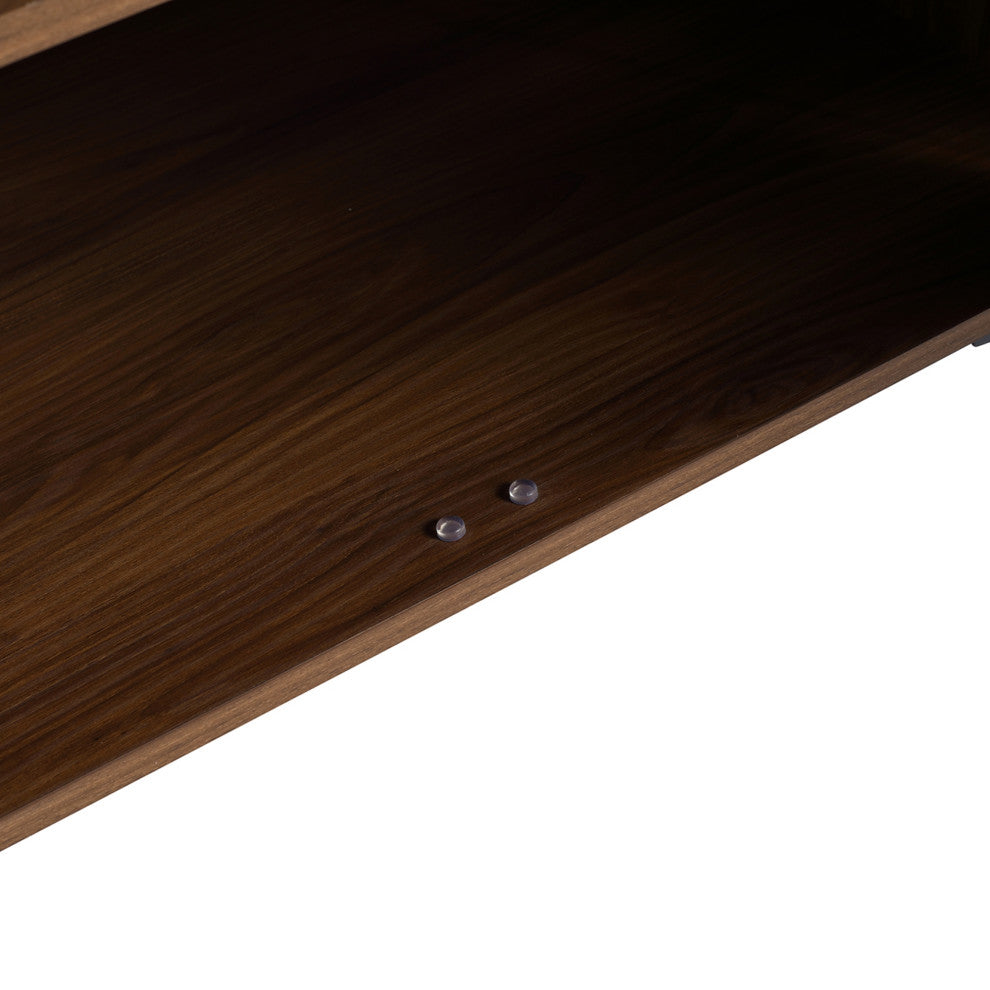 Single Vanity, Brown Walnut Finish With Solid Surface Resin White Sink, 30"