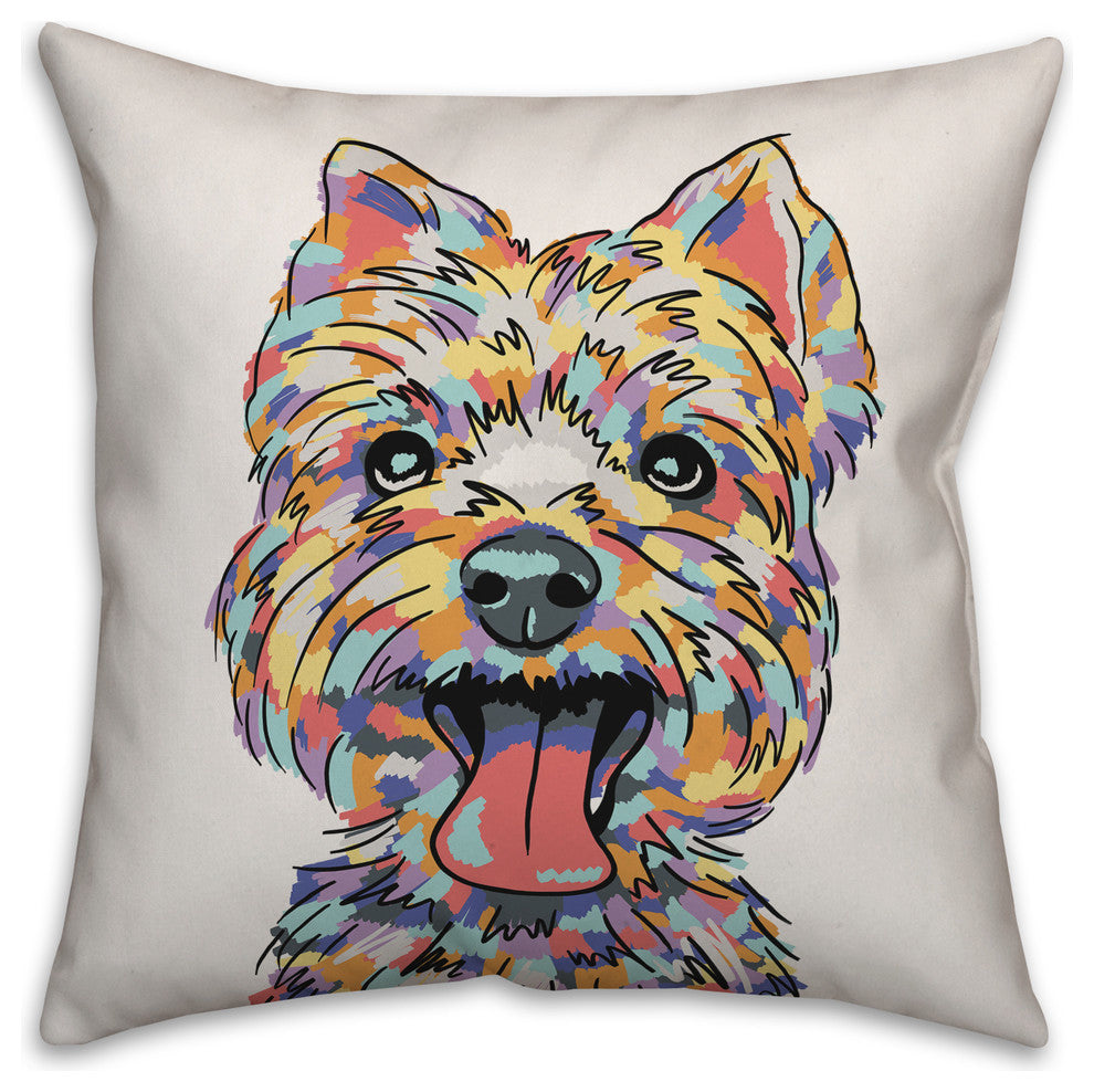 Watercolor Yorkie Throw Pillow Cover