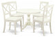 5 Pc Kitchen Set, Linen White Wooden Table, 4 Linen White Faux Leather Chairs
