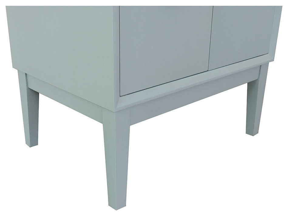 31" Single Vanity, Aqua Blue Finish With White Carrara Top