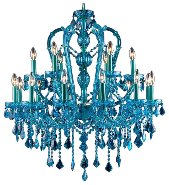 Avenue Lighting Aqua Blue 18-Light Crystal Chandelier