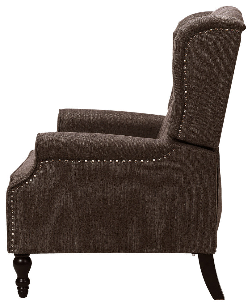 Salome Oversized Tufted Fabric Push Back Recliner, Brown and Dark Brown