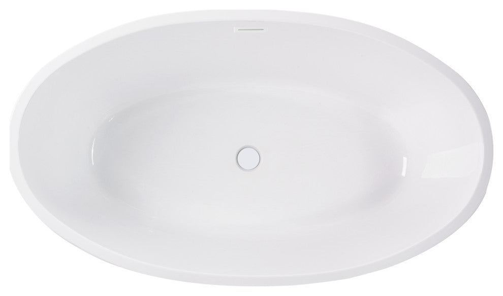 Vanity Art 55"x32" Acrylic Freestanding Soaking Bathtub, Pure White