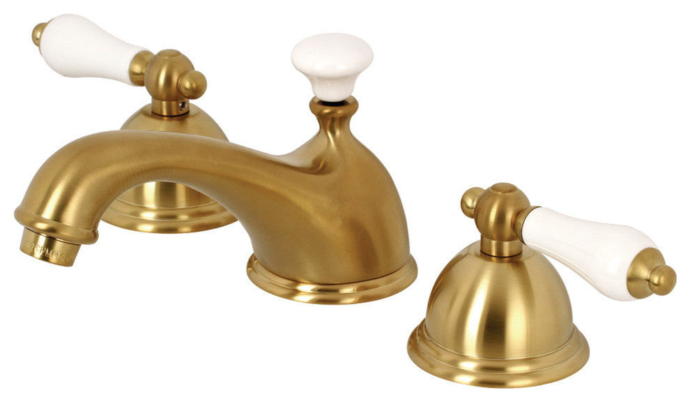 Kingston Brass Widespread Bathroom Faucet With Brass Pop-Up, Brushed Brass
