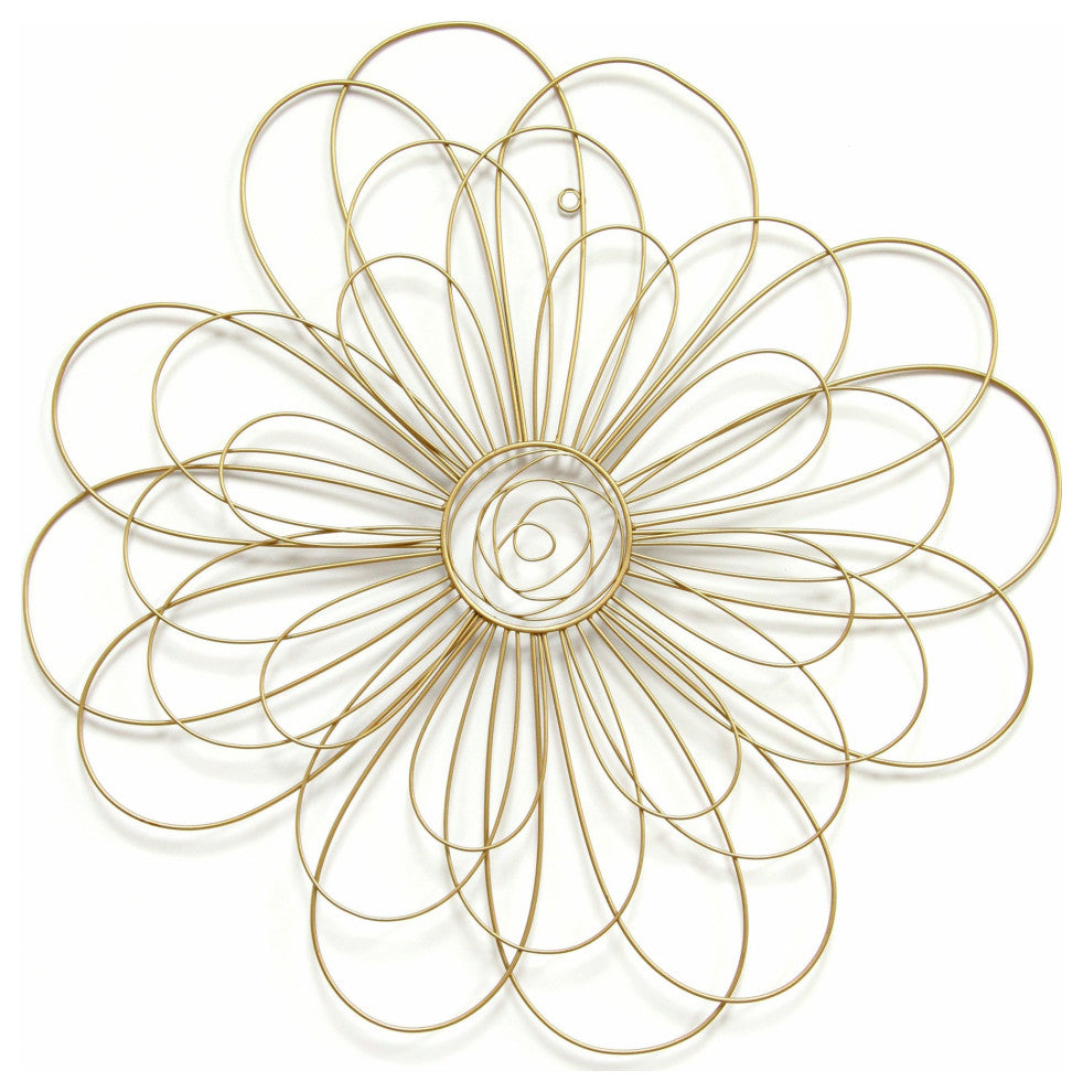 HomeRoots Shimmering Gold Metal Flower Wall Decor